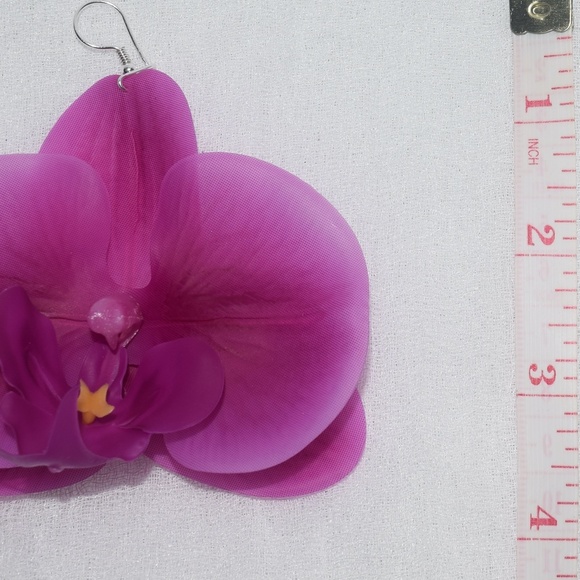 Fuchsia Phalaenopsis Orchid True Touch Artificial Earrings. - Picture 11 of 11